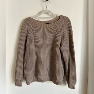 J. Crew Taupe Cotton Knit Oversized Crew Neck